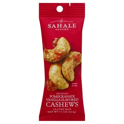 Sahale Snacks Glazed Mix Cashews Naturally Pomegranate Vanilla Flavored 9/1.5 OZ [UNFI #1265040] [ebt]