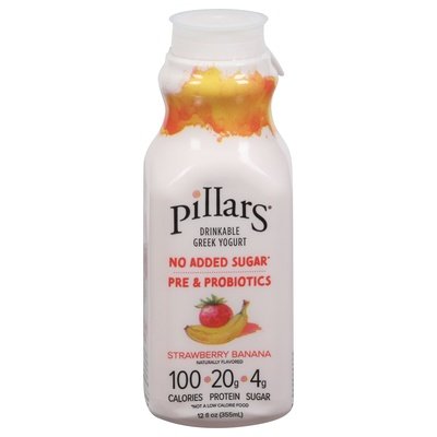Pillars Yogurt Greek Drinkable Strawberry Banana 8/12 OZ [UNFI #2400364] [ebt]