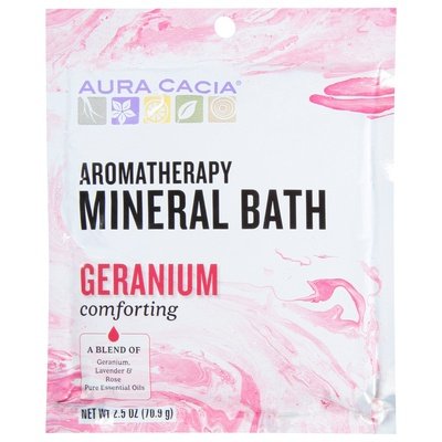 Aura Cacia Mineral Bath Aromatherapy Geranium Comforting 6/2.5 OZ [UNFI #682476] T