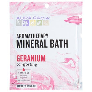 Aura Cacia Mineral Bath Aromatherapy Geranium Comforting 6/2.5 OZ [UNFI #682476] T
