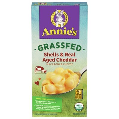 Annies Homegrown Macaroni & Cheese Shells & Real Aged Cheddar Grassfed 12/6 OZ [UNFI #1590306] [ebt]