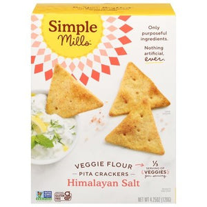 Simple Mills Pita Crackers Veggie Flour Himalayan Salt 6/4.25 OZ [UNFI #2537249] [ebt]