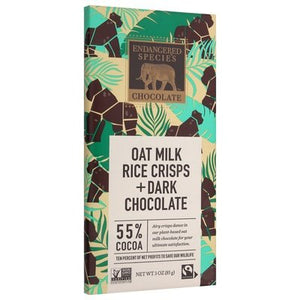 Endangered Species Chocolate Chocolate Oat Milk Rice Crisp + Dark Chocolate 55% Cocoa 12/3 OZ [UNFI #2506509] [ebt] T