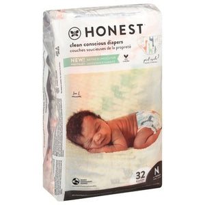 The Honest Company Diapers Multicolored Giraffes Lil Peanut Newborn (Less than 10 lbs) 4/32 CT [UNFI #3054301] T