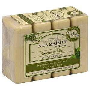 A La Maison Soap Rosemary Mint for Hand & Body Value Pack 1/4/3.5OZ [UNFI #1015692] T