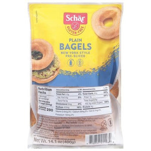 Schar Bagels Gluten-Free New York Style Plain Pre-Sliced 4/14.1 OZ [UNFI #2490423] [ebt]
