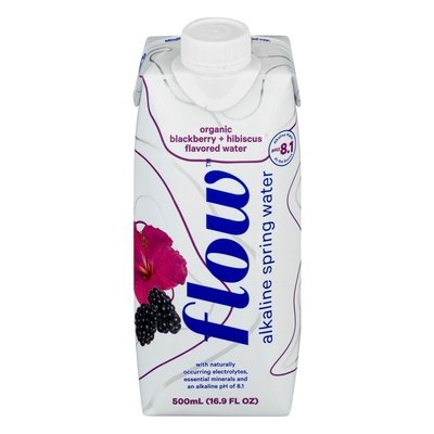 Flow Water Spring Water Alkaline Organic Blackberry + Hibiscus 12/500 ML [UNFI #2408599] [ebt] T