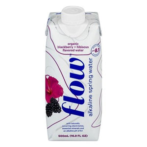 Flow Water Spring Water Alkaline Organic Blackberry + Hibiscus 12/500 ML [UNFI #2408599] [ebt] T