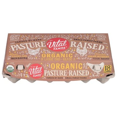 Vital Farms Eggs Organic Pasture-Raised Large 10/18 CT [UNFI #2602100] [ebt]