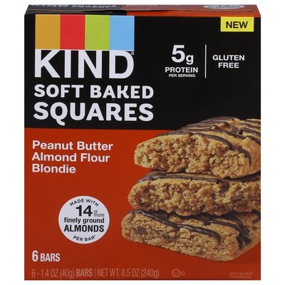 Kind Bars Peanut Butter Almond Flour Blondie Soft Baked Squares 8/6/1.4 Z [UNFI #2949634] [ebt]
