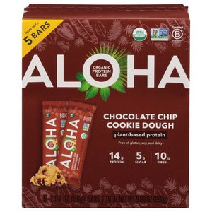 Aloha Protein Bars Organic Chocolate Chip Cookie Dough 6/5 PACK [UNFI #2958098] [ebt]