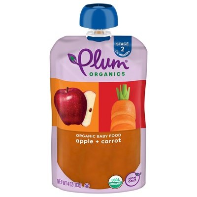 Plum Organics Stage 2 Organic Apple & Carrot 4oz Pouch 6/4 OZ [UNFI #1144559] [ebt]