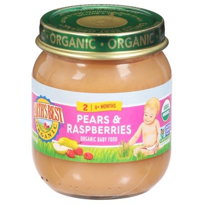 Earths Best Baby Food Pears & Raspberries 2 (6+ Months) 10/4 OZ [UNFI #2618676] [ebt]