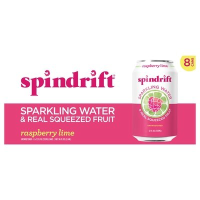Spindrift Sparkling Water Raspberry Lime Unsweetened 3/8/12 OZ [UNFI #2390540] [ebt] T