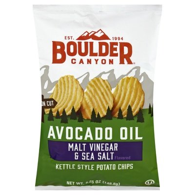 Boulder Canyon Potato Chips Kettle Style Malt Vinegar & Sea Salt Flavored Avocado Oil 12/5.25 OZ [UNFI #1590462] [ebt]
