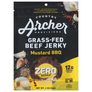 Country Archer Beef Jerky Zero Sugar Mustard BBQ 12/2 OZ [UNFI #2554160] [ebt]