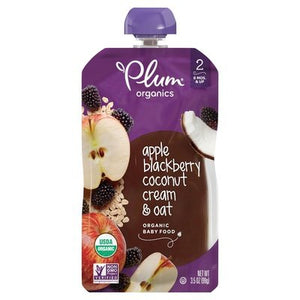 Plum Organics Baby Food Organic Apple Blackberry Coconut Cream & Oat 2 (6 Mos. & Up) 6/3.5 OZ [UNFI #2359313] [ebt]