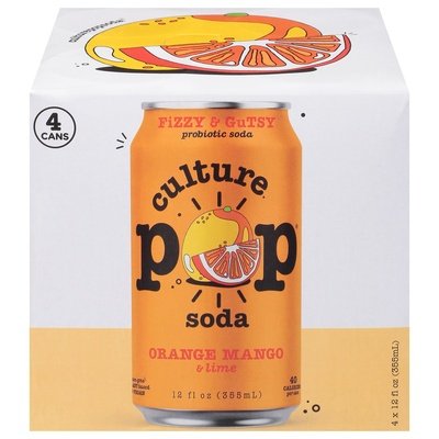 Culture Pop Soda Probiotic Soda Orange Mango & Lime 6/4/12 OZ [UNFI #2706646] [ebt] T