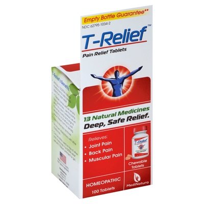 T-Relief-Medinatura Pain Relief Chewable Tablets 100 TAB [UNFI #1641273] T