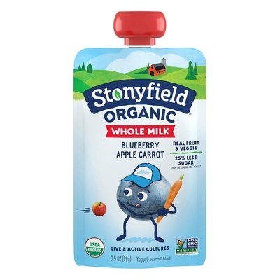 Stonyfield Organic Organic Blueberry Apple Carrot Whole Milk Yogurt 8/3.5 OZ [UNFI #2029676] [ebt]