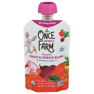 Once Upon A Farm Fruit & Veggie Blend Organic Ohmymega Veggie! 8/3.2 OZ [UNFI #2134773] [ebt]