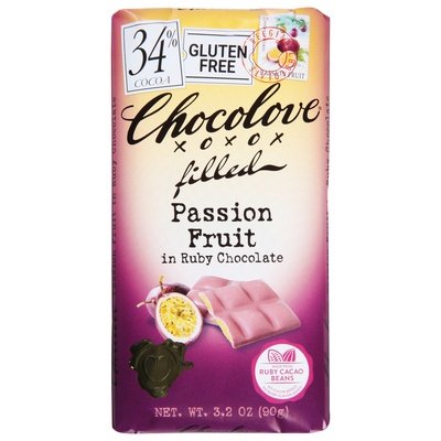 Chocolove Ruby Chocolate Passion Fruit Filled 34% Cocoa 10/3.2 OZ [UNFI #2415529] [ebt] T