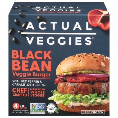 Actual Veggies Black Bean Veggie Burger 6/4/3 OZ [UNFI  #2978302]