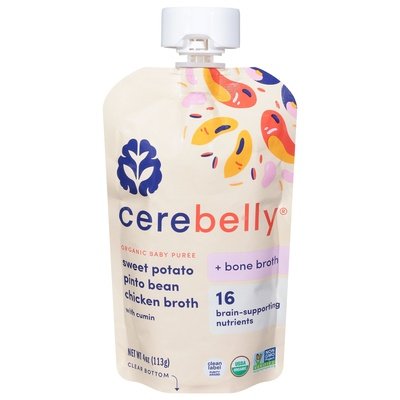 Cerebelly Baby Puree Sweet Potato Pinto Bean Chicken Broth Organic 6/4 OZ [UNFI #2786663] [ebt]