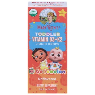 Mary Ruths Vitamin D3 + K2 Toddler Unflavored Liquid Drops 0.5 OZ [UNFI #2943520] T