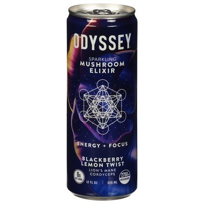 Odyssey Mushroom Elixir Sparkling Energy + Focus Blackberry Lemon Twist 12/12 OZ [UNFI #2849396] [ebt] T