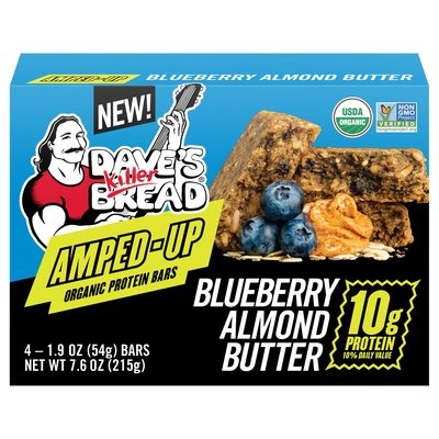 Daves Killer Bread Protein Bars Organic Blueberry Almond Butter Amped-Up 6/7.6 OZ [UNFI #2871473] [ebt]