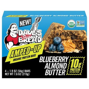 Daves Killer Bread Protein Bars Organic Blueberry Almond Butter Amped-Up 6/7.6 OZ [UNFI #2871473] [ebt]