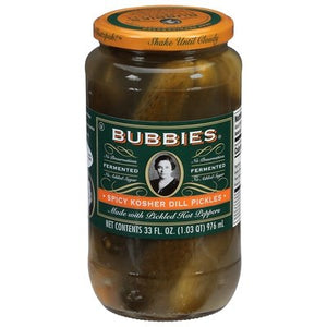 Bubbies Kosher Dill Pickles Spicy 6/33 OZ [UNFI #2637874] [ebt]