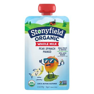 Stonyfield Organic Organic Pear Spinach Mango Whole Milk Yogurt 8/3.5 OZ [UNFI #2029882] [ebt]