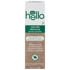 Hello Products Toothpaste Fluoride Naturally Whitening Farm Grown Mint 6/4.7 OZ [UNFI #2702355] T