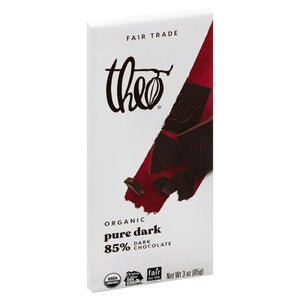 Theo Chocolate Dark Chocolate Organic Pure Dark 85% 12/3 OZ [UNFI #108001] [ebt] T
