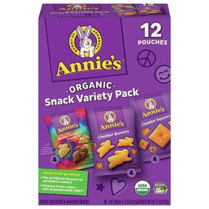 Annies Homegrown Baked Crackers & Graham Snacks Organic Bunny Grahams Friends/Cheddar Bunnies/Cheddar Squares Snack Variety Pack 6/12 CT [UNFI #2199073] [ebt]