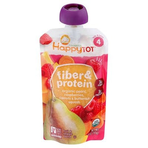 Happy Tot Fruit & Veggie Blend Organic Fiber & Protein 4 (Tots & Tykes) 16/4 OZ [UNFI #1620095] [ebt]