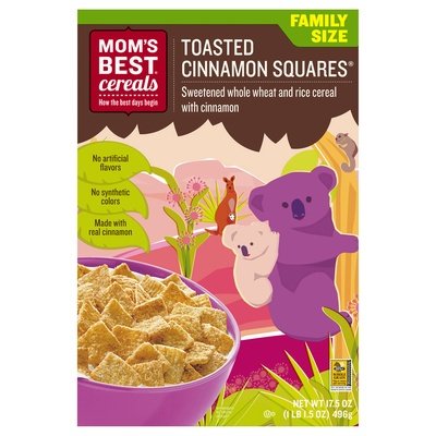 Moms Best Cereal Toasted Cinnamon Squares Family Size 14/17.5 OZ [UNFI #500207] [ebt]