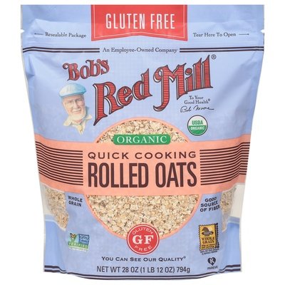 Bobs Red Mill Rolled Oats Organic Quick Cooking 4/28 OZ [UNFI #2275709] [ebt]