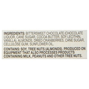 Endangered Species Chocolate Dark Chocolate Cranberry & Almonds 72% Cocoa 12/3 OZ [UNFI #105718] [ebt] T