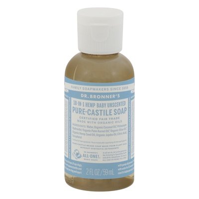 Dr Bronners Soap Pure-Castile Hemp Baby Unscented 18-In-1 2 OZ [UNFI #0814335] T