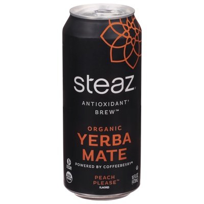Steaz Yerba Mate Organic Peach Please 12/16 OZ [UNFI #2681724] [ebt]