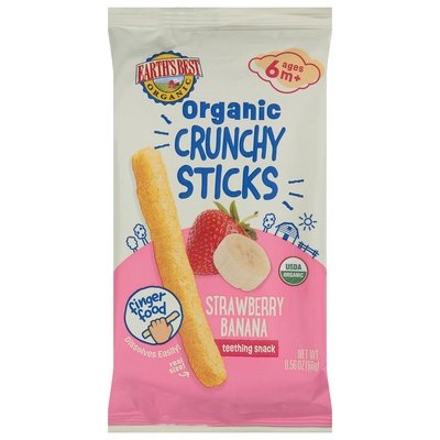 Earths Best Teething Snack Crunchy Sticks Strawberry Banana Ages 6M+ 5/.56 OZ [UNFI #2925436] [ebt]