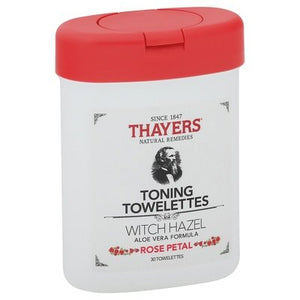 Thayers Towelettes Toning Witch Hazel Rose Petal 25 CT [UNFI #2760783] T