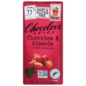 Chocolove Cherries & Almonds In Dark Chocolate 55% Cocoa 12/3.2 OZ [UNFI #901439] [ebt] T