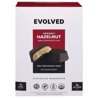 Evolved Dark Chocolate Cups Organic Hazelnut 6/4.93 OZ [UNFI #2521664] [ebt] T