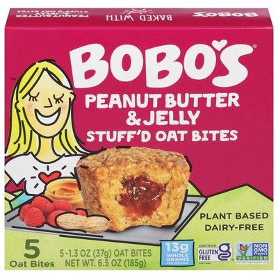 Bobos Oat Bars Oat Bites Peanut Butter & Jelly Stuffd 6/5/1.3 OZ [UNFI #1567585] [ebt]