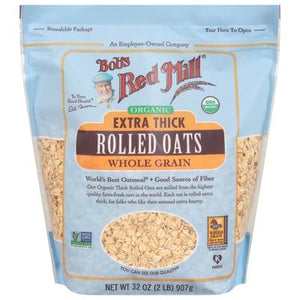 Bobs Red Mill Rolled Oats Organic Whole Grain Extra Thick 4/32 OZ [UNFI #2276178] [ebt]