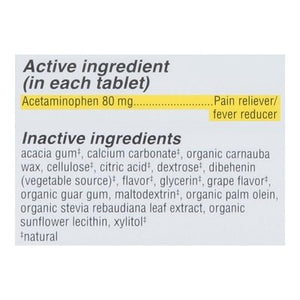 Genexa Acetaminophen Grape Flavor Childrens 80 mg Chewables Tablets 24 CT [UNFI #3017563] T